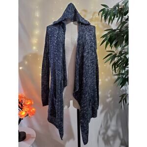 Abercrombie & Fitch Women's XS/S Hooded Knit Marled Blue Open Pocket Cardigan